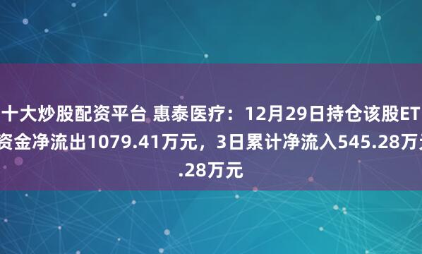 十大炒股配资平台 惠泰医疗：12月29日持仓该股ETF资金净流出1079.41万元，3日累计净流入545.28万元